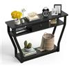 LIFEZEAL Tavolo Console a 3 Livelli, Tavolo Consolle in Legno, Tavolo d'Ingresso Sottile, Stretto, 1 Cassetto, Antiribaltamento, Salvaspazio, per Corridoio, Soggiorno, Max 60kg (nero)
