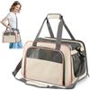 ALLSOPETS Trasportino Cane Aereo Pieghevole, Trasportino Gatto Morbido con Cuscino Rimovibile, Borsa Traspirante per Auto, Treno, Aereo, Veterinario (Beige)
