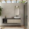 DEGHI Mobile bagno sospeso 160 cm rovere grigio con cassettoni argilla e specchio - Balik