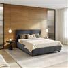 DEGHI Letto matrimoniale contenitore 160x190 cm in tessuto effetto maglia grigio sfoderabile - Hatfield