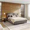 DEGHI Letto matrimoniale contenitore 160x190 cm in velluto grigio sfoderabile - Hatfield