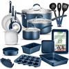 NutriChef Set di Pentole e Padelle Antiaderenti 20 Pezzi, Padella Antiaderente, Manici a Prova di Calore, Adatto per Fornelli a Gas, Elettrici e a Induzione, Facile da Pulire, Blu Marino