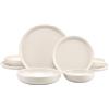 CreaTable, 10873 Serie Uno Offwhite - Set di piatti in gres porcellanato, lavabile in lavastoviglie e microonde, made in Portogallo
