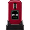 Doro 7080 Telefono Cellulare a Conchiglia 4G per Anziani con Facebook e WhatsApp per Videochiamate, GPS e Base di Ricarica [Versione Italiana] (Rosso)