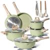 JUST PERFECTO HOUSEHOLD APPLIANCES JUST PERFECTO Batteria Pentole e Padelle a Induzione, Set Padelle Antiaderenti Per tutti i piani cottura Batteria di pentole antiaderente 28cm con Coperchi, pentole senza pfoa e ptfe (Green)