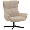 KONTE.DESIGN Poltrona girevole RIGA in tessuto beige e base in metallo nero