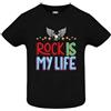 Handmade T-shirt in cotone Rock is my Life per neonati, bambini ed adulti (Neonato, Nero, 12 mesi)