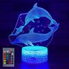 HPBN8 Ltd 3D Delfino Luce Della Notte 3D LED Lampada 7/16 Colori Lampada da Tavolo USB Power Telecomando Giocattoli per Bambini Decor di Natale Regalo di Compleanno