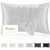 Poligino Federe Cuscino Seta 50x90cm - 22 Mamme 100% Naturale - per Pelle e Capelli - Anticrespo e Antiaging - OEKO-TEX - 1pz Argento