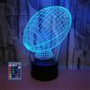 HPBN8 Ltd 3D Rugby Night Light Lamp 7/16 Cambiamento di Colore LED USB Power Telecomando Gift Kids Toys Decor Decorazioni di Natale Regalo di San Valentino Regalo di Compleanno