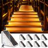 GuKKK Lampade Solari per Esterni, 8 Pezzi 3000K Lampade Solari per Scale con Sensore di Movimento, IP67 Impermeabile LED Solare Lampada da Scala, per Cortile, Patio, Prato, Gradini(Bianco Caldo)