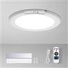 Leselux Plafoniera LED Soffitto con Sensore di Movimento, 6000mAh Ricaricabile Lampada Soffitto Senza Fili con Telecomando, 3000K-6500K Dimmable Rotonda Plafoniera per Corridoio Balcone Garage, Ø19CM
