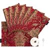 TOPLUXE Tovagliette in Tessuto Damascato 45x30 cm, Set di 6 Tovagliette Lavabili per Tavolo da Pranzo/Cucina/Ristorante/Banchetto/Festa (Bordeaux)
