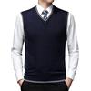 ADMAY Caldo e Confortevole Inverno 2023 Y20K Gilet Maglione Senza Maniche con Scollo a V Jacquard Casual da Uomo con Scollo a V in Jacquard Maglioncino Leggero (Navy, XL)