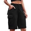 ORANDESIGNE Pantaloncini di Jeans Donna Vita Alta Cargo Shorts Baggy Pantaloni Estivi Leggeri al Ginocchio Casual Baggy Jeans Y2k Denim Pants Streetwear Nero M