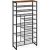HOOBRO Scarpiera a 10 Livelli, Scaffale Portascarpe per 27-30 Paia di Scarpe, Organizzatore Portascarpe in Stile Industriale, per Ingresso, Corridoio, Armadio, Marrone Vintage e Nero EBF172XJ01