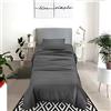 IlGruppone Il Gruppone Passione Casa Set Lenzuola 100% Cotone Di Flanella Completo Letto Made In Italy Anti-Pilling Tinta Unita Lenzuolo Sopra Sotto Federe (Singolo, Grigio Scuro)