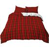 Meiju-shop Mateju Set Copripiumino Tartan 3D Stampato, Copripiumino Matrimoniale in Microfibra Morbida Set Biancheria da Letto 3 Pezzi 1 Copripiumino con Cerniera e 2 Federe (260x230cm,Scozzese Rosso)