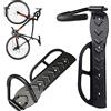Bakaji Set 2 Staffe Ganci Porta Bicicletta Bici da Parete Muro Staffa Gancio Supporto Pieghevole in Gomma Salvaspazio per Mountain Bike Superficie Antiscivolo in Acciaio per Casa Cantina Garage