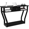 GIANTEX Tavolo Consolle, a 3 Ripiani, Stretto e Compatto, Cassetto con Manico, Console per Soggiorno, Salotto, Ingresso, Portata di 60 kg, 120x30x81cm, 3 Colori (Nero)