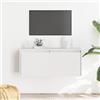 puraday Mobile Porta TV 80x30x35 cm Mobiletto Cucina Mensole da Muro Librerie con Porta Scaffale Mensola Mobile Soggiorno Bianco Versatile Armadietto Parete in Legno Massello di Pino