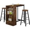 WOLTU Set di Tavolo da Bar con 2 Sgabelli da Bar, Set Mobili da Bar Set di Sedie da Pranzo con Tavolino & Set di 2 Sgabelli da Bar, Legno Vintage e Nero