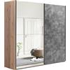 Composad | Armadio della Linea SYSTEMA, Armadio a 2 Ante Scorrevoli con Ante a Specchio, Camera da letto, (LxAxP) 250x223x67 cm, Colore Rovere Oak Mielato e Grigio Tadao, Made in Italy