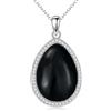 POPLYKE Collana in Tormalina Nera da Donna in Argento Sterling Con Ciondolo a Goccia - Regalo per le Donne