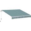 Outsunny Tendone manuale con braccio articolato, 395 cm, tenda da sole con manovella, tenda da sole per balcone, protezione solare, montaggio a parete, in alluminio, colore bianco e verde, 395x245 cm