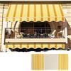 Generico Tenda da sole a caduta 250x250 cm Giallo/Bianco Ocra con braccetti e mantovana per balcone esterno, tessuto impermeabile 280gr/mq
