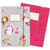 PaPIerDraCHeN 2 cartelle scolastiche di alta qualità per bambini DIN A4 | motivo unicorno - cartella postale per studenti di scuola elementare - raccoglitore di quaderni - pinzatrice a sella - set numero 2