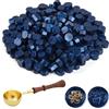 ASTARON 300 pezzi di perline di ceralacca, kit di sigilli di cera con 1 cucchiaio per sciogliere la cera per inviti, biglietti, buste, confezioni di vino, confezioni regalo(Blu cielo stellato)