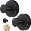 VLYX Ganci senza trapano, 2 PCS 2025 ganci a ventosa aggiornati, ganci a ventosa in acciaio inox per doccia, bagno, asciugamani da appendere, montaggio su porte di vetro della doccia, piastrelle (nero)