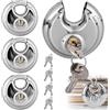BAIFULAI 4 lucchetti circolari, 70 mm, con 8 chiavi, lucchetti rotondi con grillo in acciaio inox, rotondi, resistenti alle intemperie, lucchetto di sicurezza