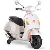 HOMCOM Vespa Moto Elettrica per Bambini, 6V Motorino Elettrico per Bambini 3-6 Anni con Musica MP3 USB Scheda TF, Ruote di Supporto, Luci e Suoni, 2-3km/h, 102x50.5x75.5 cm, Bianco
