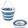 Homéa Secchio retrattile in plastica e silicone, 10 l, ø32 x h. 24 cm, bicolore bianco/blu pavone