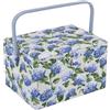 Hobby Gift Scatola Grande per Cucito con Manico - Cestino Porta Cucito in Cotone con Scomparti per Strumenti e Accessori Creativi - 23,5 x 31 x 20 cm, Ortensia