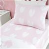 Catherine Lansfield Lenzuolo singolo con angoli in cotone spazzolato, motivo: cuori, colore: bianco