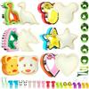 Foyucool 38 Pezzi Formine per Sandwich, Tagliabiscotti per Bambini | Biscotti in Acciaio Inox, Dinosauri Cuori Stelle Orsi, con 2 Spazzole e 20 Forchette, Idea Fai da Te per Pranzo Bimbi