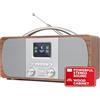 LEMEGA Radio DAB, alimentazione a rete, radio digitali e batteria, radio DAB+, radio FM, radio Bluetooth, doppio allarme, stereo potente, armadio acustico in legno, 40 preset, jack per cuffie LEMEGA