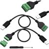 RUNCCI-YUN Cavo USB 2.0 A con morsettiera a vite USB 2.0 A maschio a 5 pin/vie femmina bullone vite con terminali schermati, cavo convertitore tipo innestabile (2 pz maschio 30 cm)
