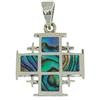 SpringNahal Ciondolo croce di Gerusalemme in abalone con catena da collo in argento...