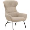 KONTE.DESIGN Poltrona HAITI in tessuto beige e gambe in metallo nero