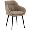 KONTE.DESIGN Set di 2 poltroncine HAMMERSMITH in tessuto beige e gambe in metallo nero, con braccioli