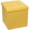 DRW Pouf pieghevole con contenitore in poliestere in senape 45x45x45 cm