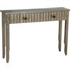 DRW Consolle Tavolo d'ingresso con 2 cassetti in legno in champagne 110x28x78 cm