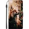EuoDuo Compatibile con Samsung Galaxy Z Fold 3 Cover Libro in Pelle PU Custodia Portafoglio Libretto Motivo Colorato Magnetica Booklet Telefono Flip Caso - Marrone Farfalle Volpe