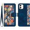 Tivenfezk Nadoli per iPhone 12 Mini Cover con Porta Carte,Colorato Fiori Modello PU Pelle Portafoglio Flip Libro Magnetica Cavalletto Custodia per Ragazze Donna