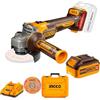TANIASHOP INGCO CAGLI211542 Smerigliatrice Angolare a Batteria con motore Brushless Diametro Disco 115mm Velocità a vuoto 3000/6000/9000 giri/min con 2 Batterie 20V 4.0AH + Dischi + Valigetta