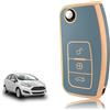 TOOMUME Cover Chiave TPU, Custodia Chiave Adatto per Ford Fiesta Focus Mondeo Tourneo Ecosport Galaxy Kuga Falcon Fusion Escort Ka B-Max, Copri Chiavi Guscio Chiave Auto Telecomando - Flip Key